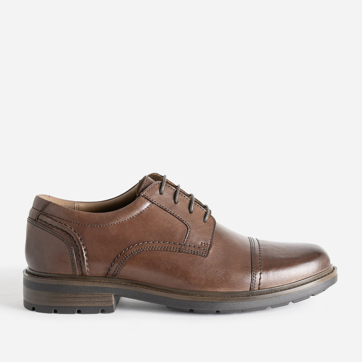 Derby marron en cuir détail bout droit - 1