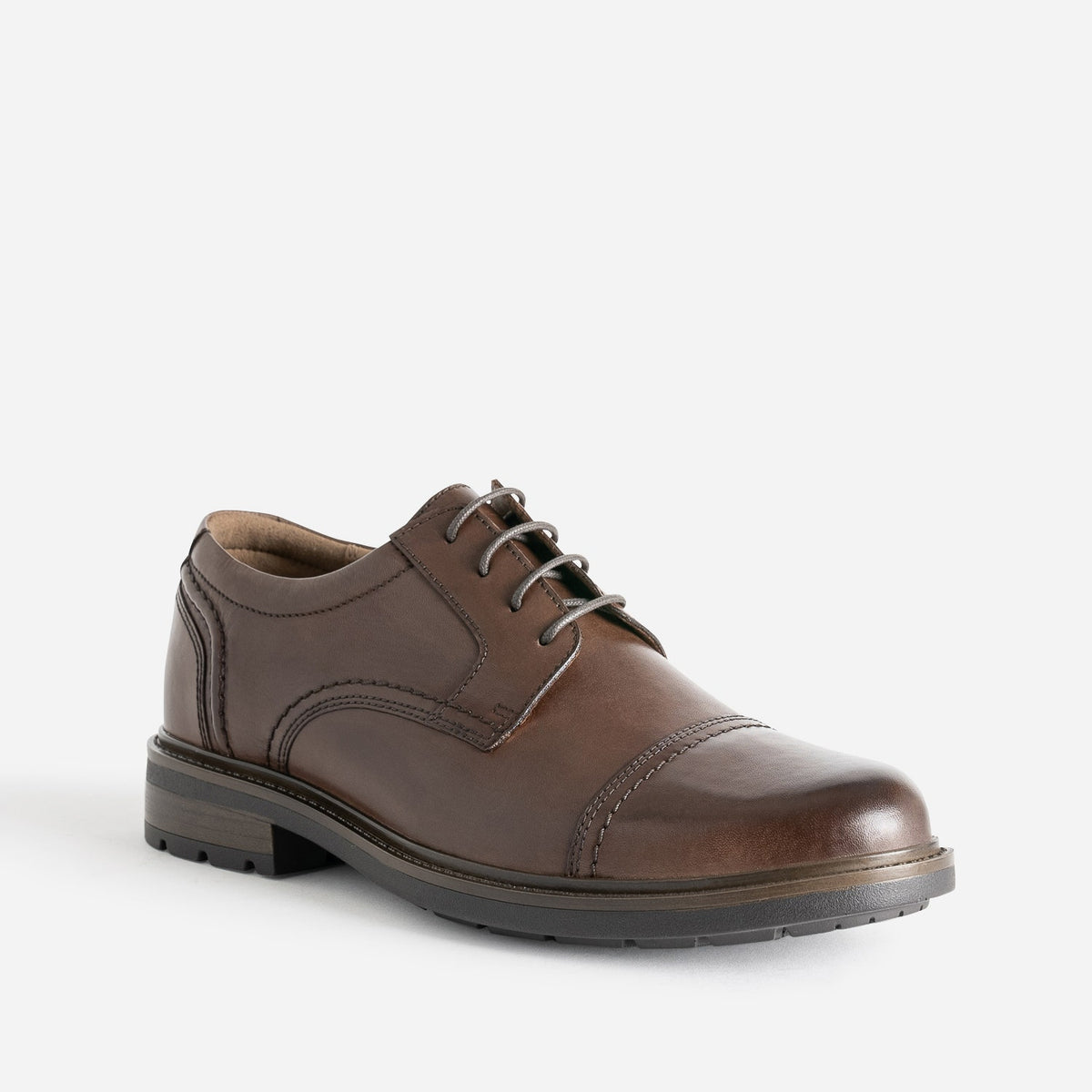 Derby marron en cuir détail bout droit - 2