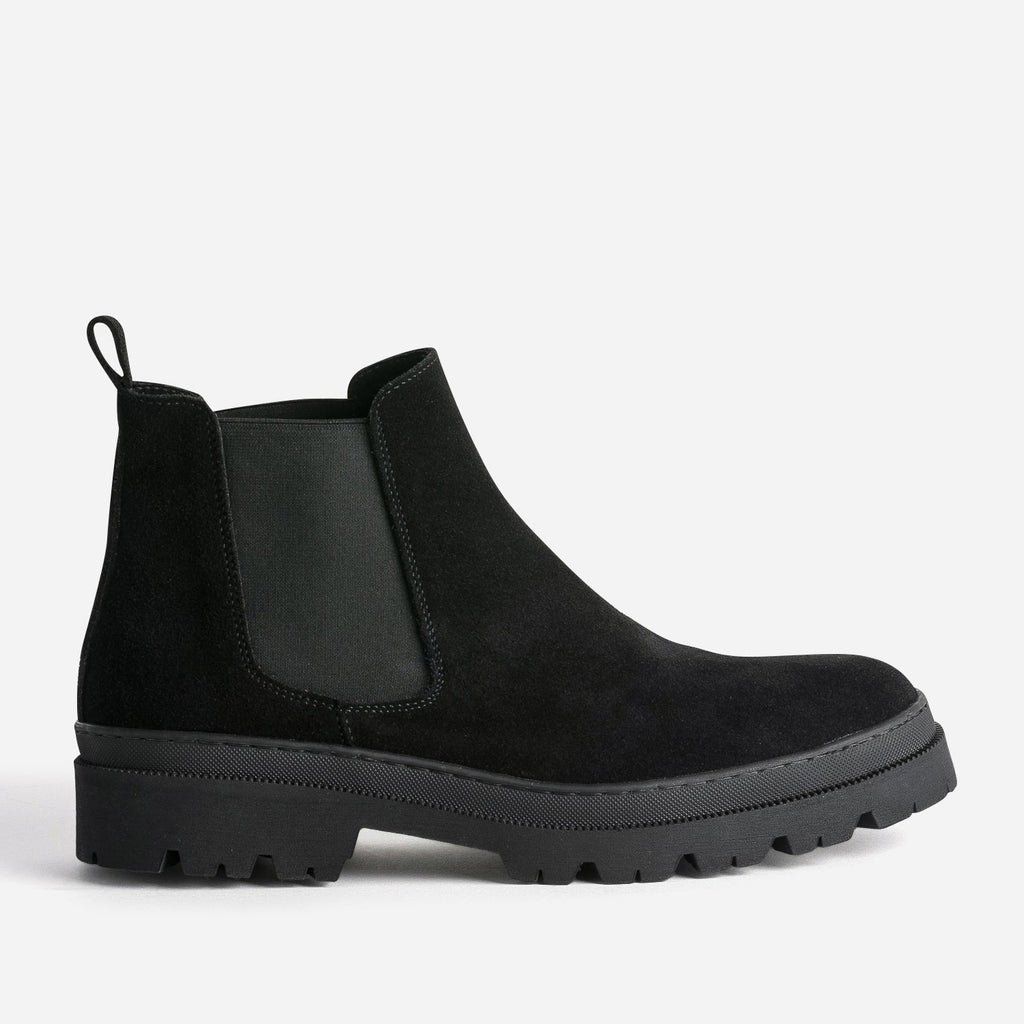 Chelsea boots noir cuir velours - 1