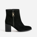 Boots noir cuir velours anneaux fantaisie - 1