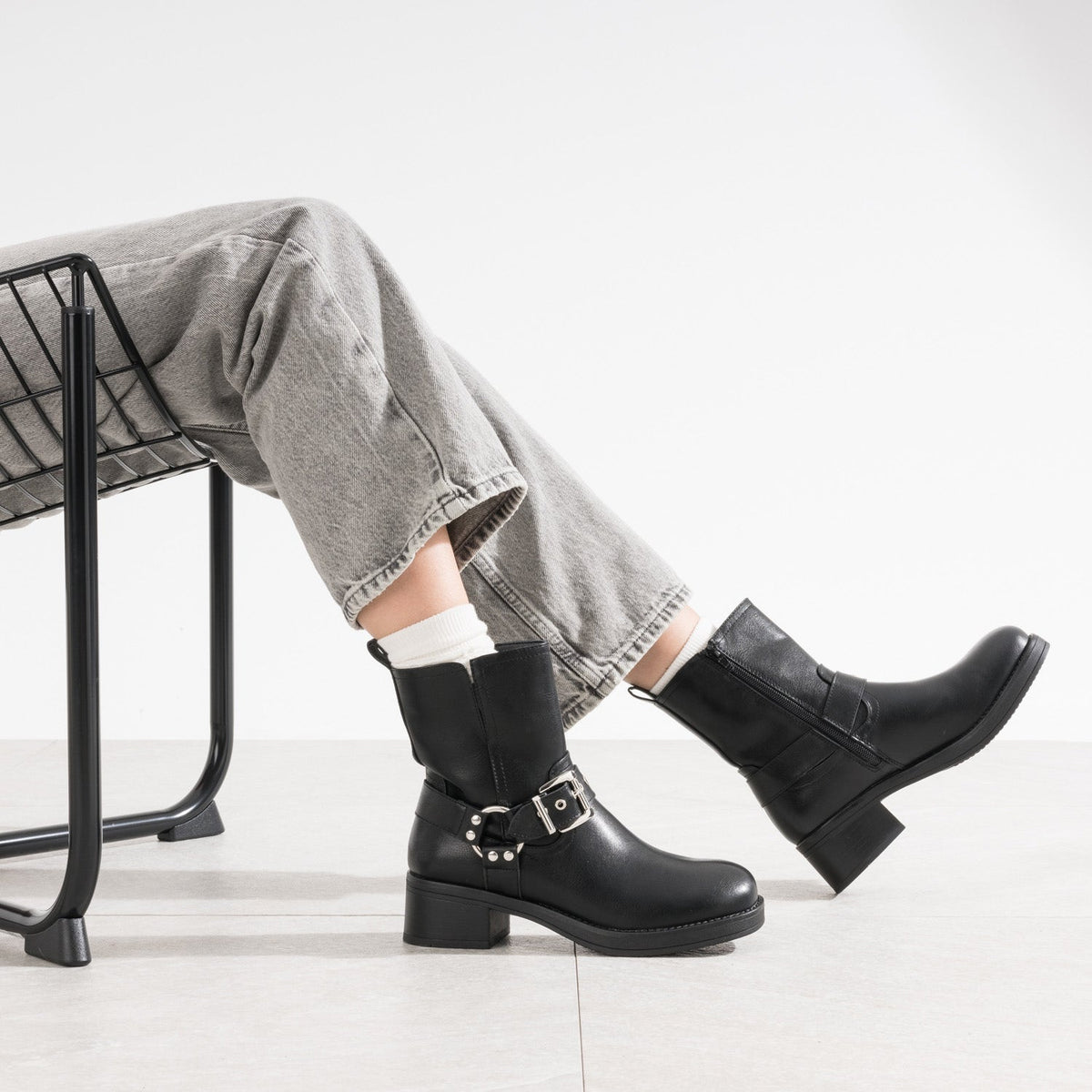 Boots TEXTO noir esprit motard - 2