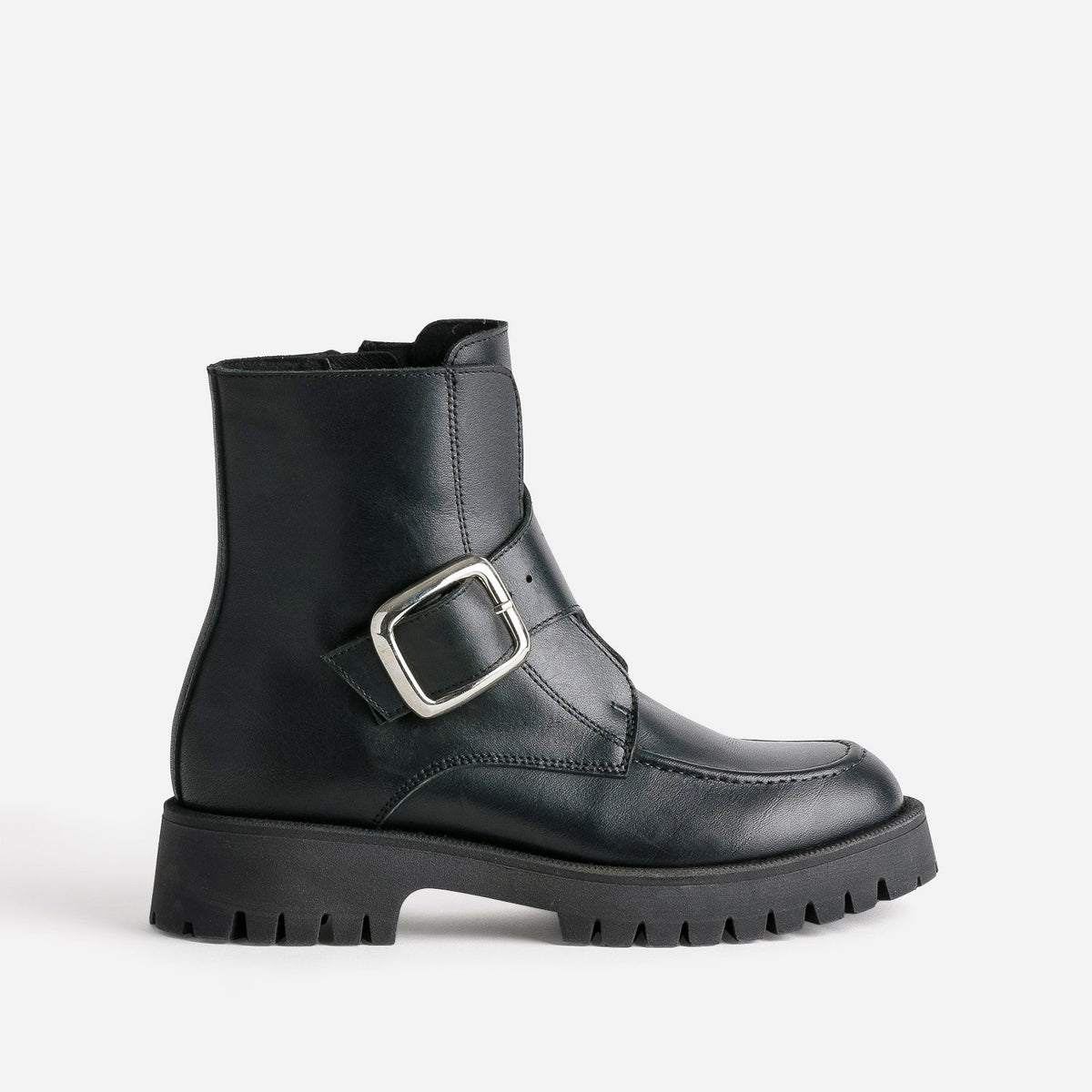 Boots TEXTO noir cuir maxi boucle - 1