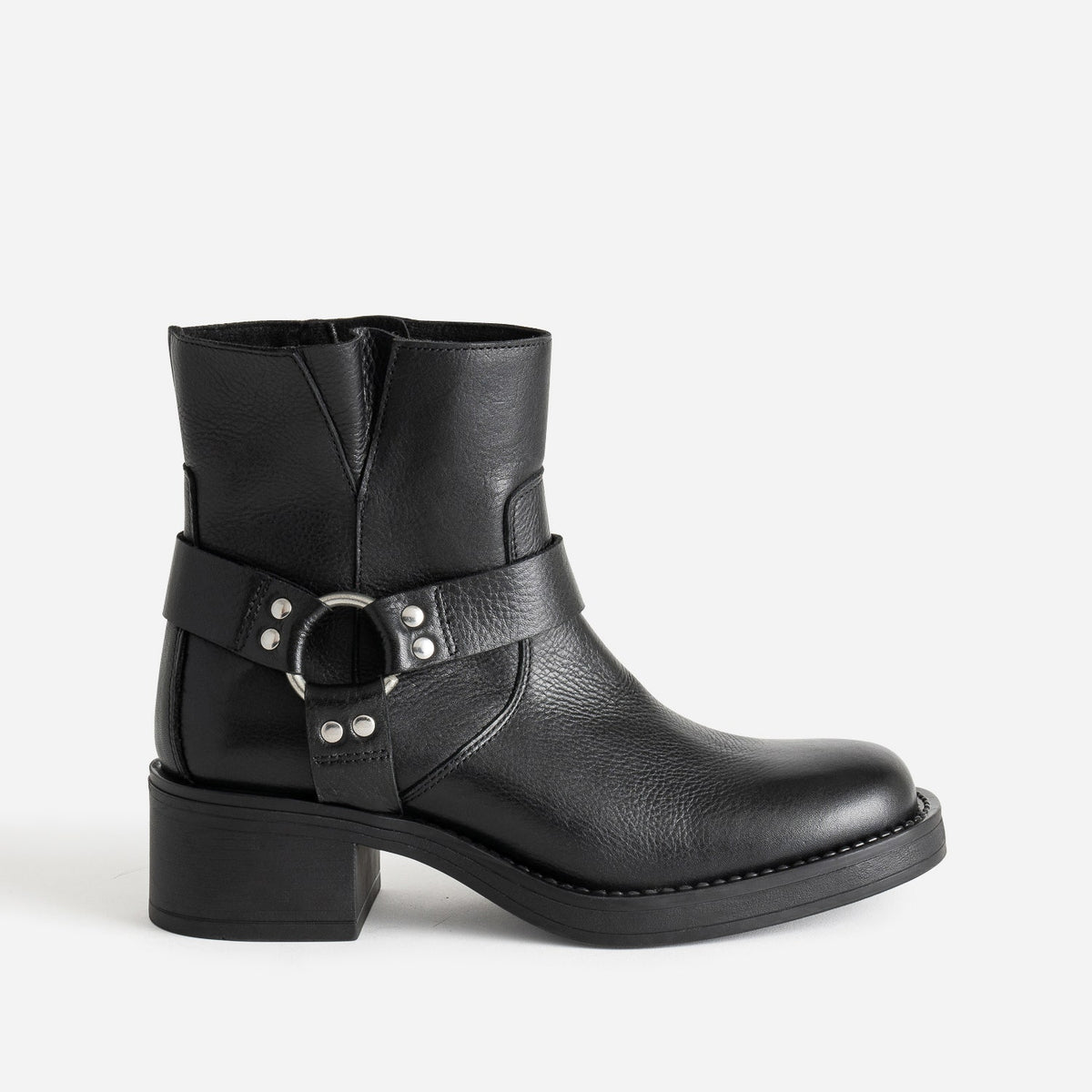 Boots motard TEXTO noir cuir - 1