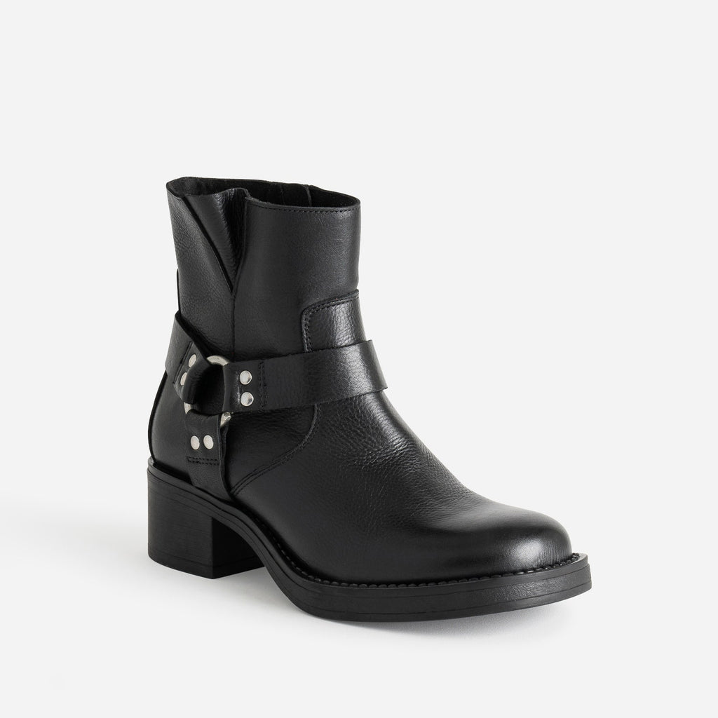 Boots motard TEXTO noir cuir - 2
