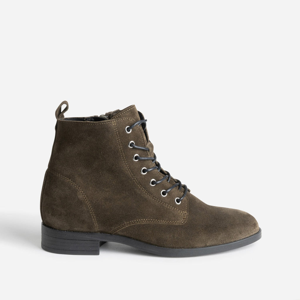 Bottine kaki en cuir velours - 1