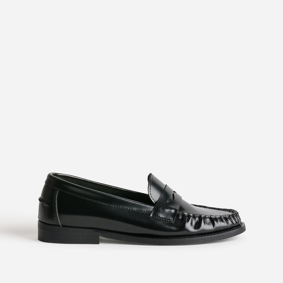 Mocassin noir cuir glacé - 1