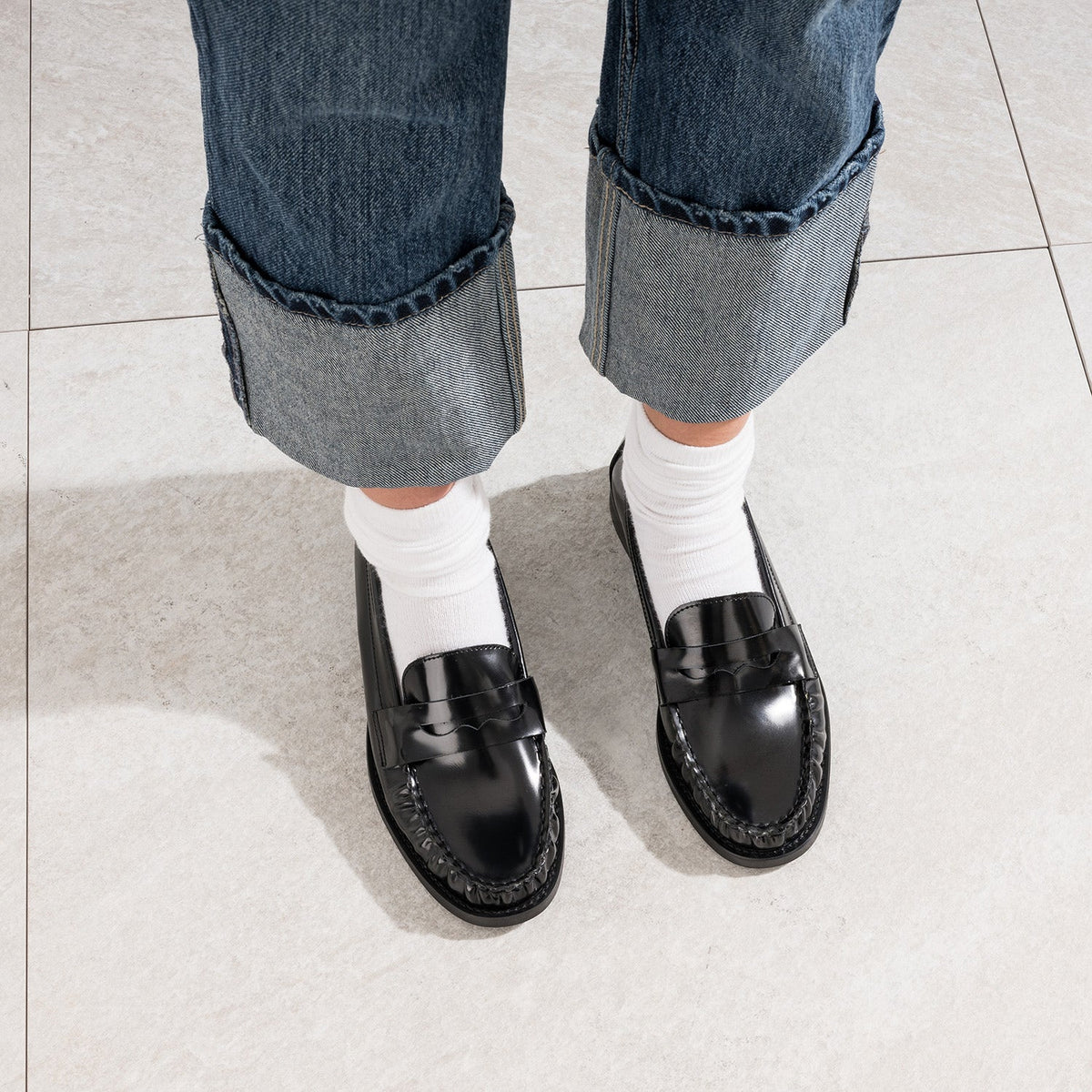 Mocassin noir cuir glacé - 2