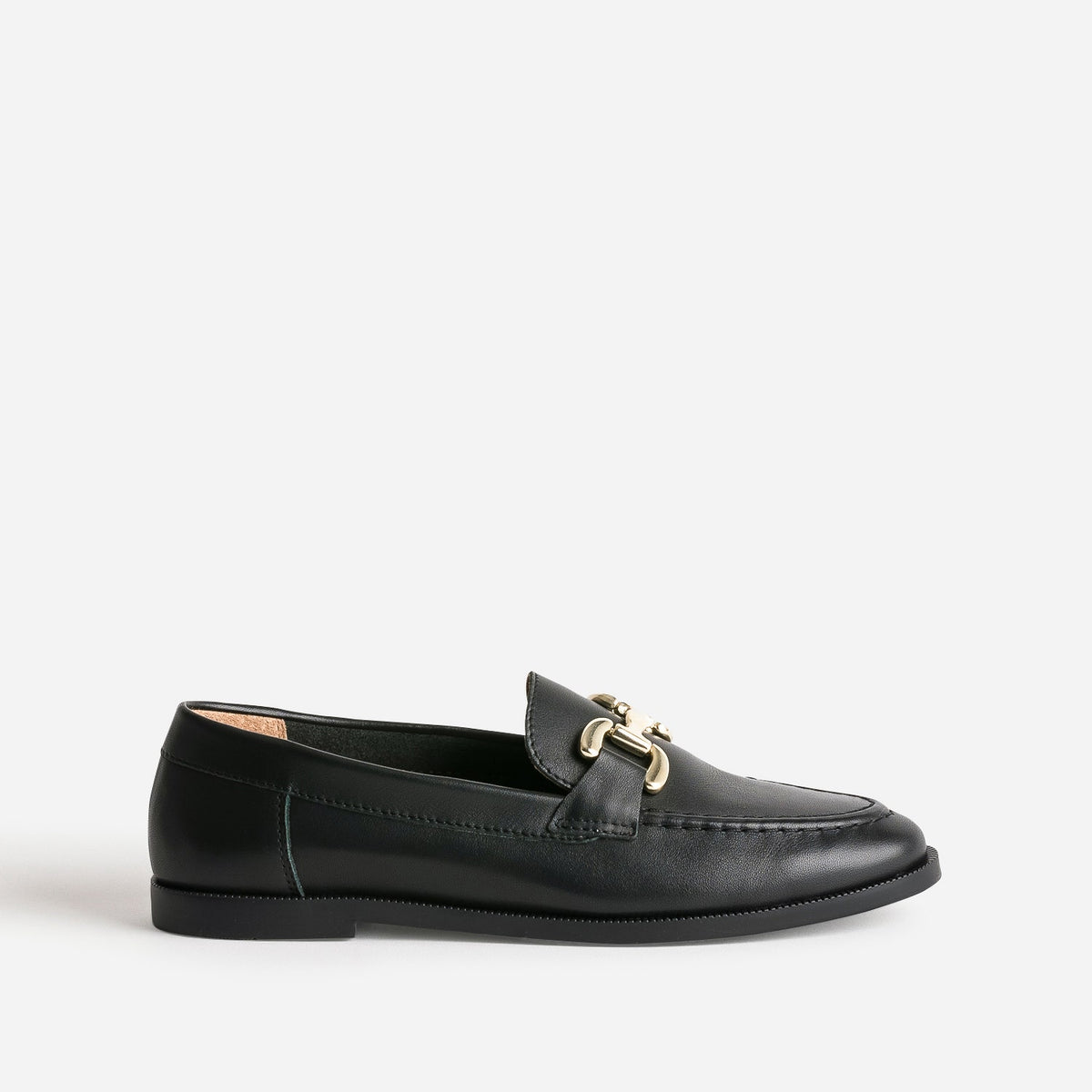 Mocassin noir mors métal doré - 1
