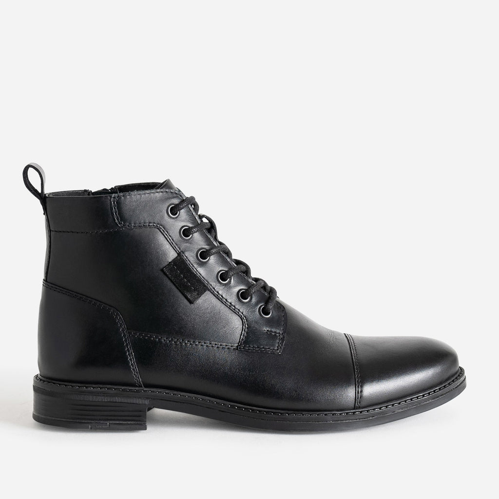 Boots à lacet noir en cuir - 1