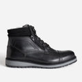Boots à lacet noir cuir détails gris - 1