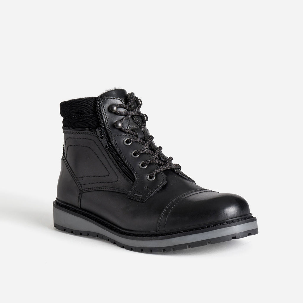 Boots à lacet noir cuir détails gris - 2