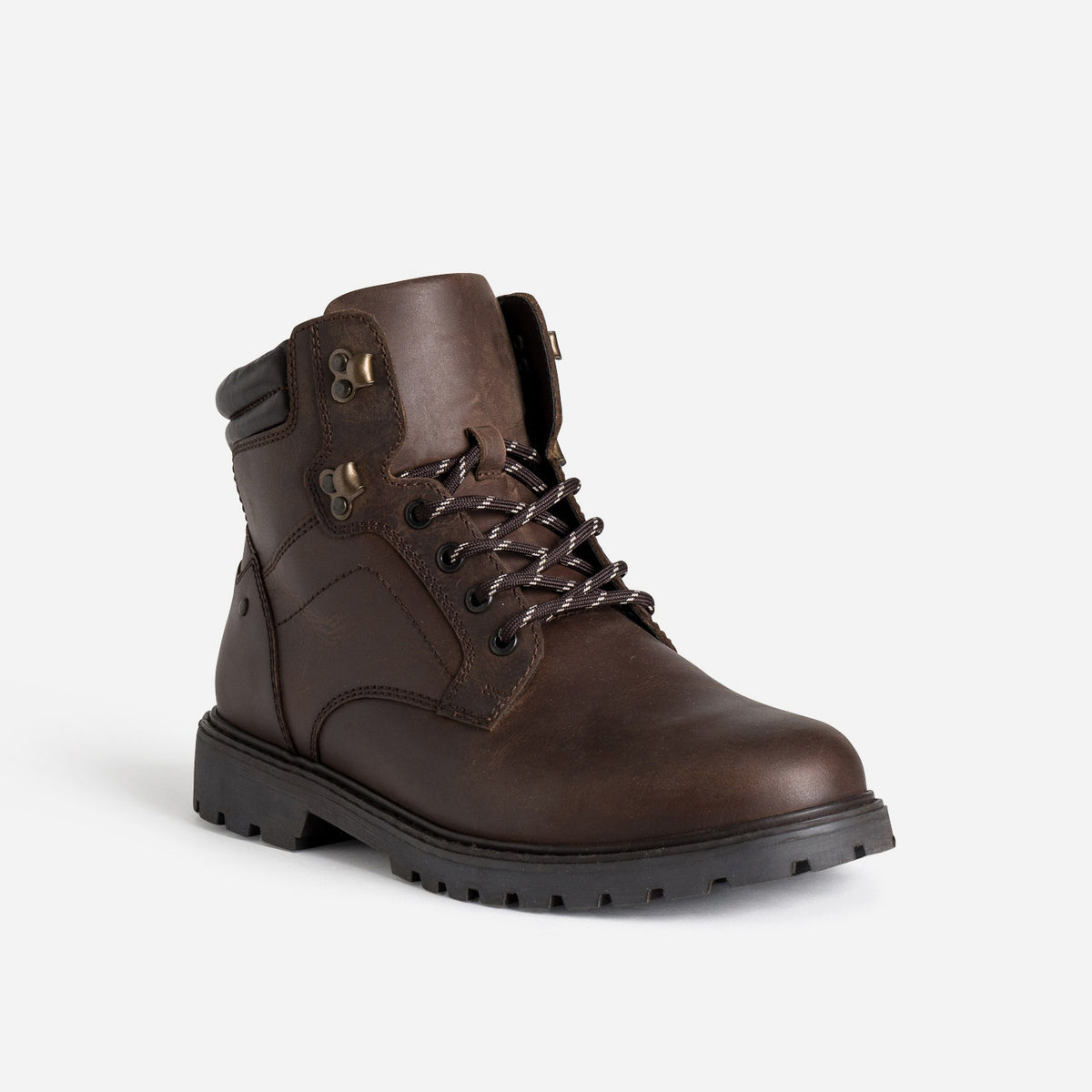 Boots à lacet marron cuir semelle crantée - 2