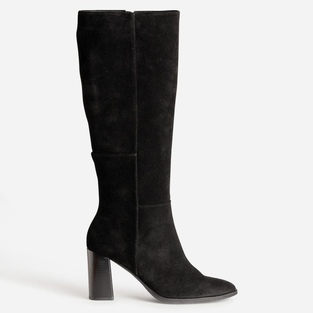 Botte noire en cuir velours - 1