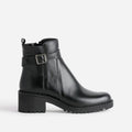 Boots éco-conçu noir cuir à semelle crantée - 1