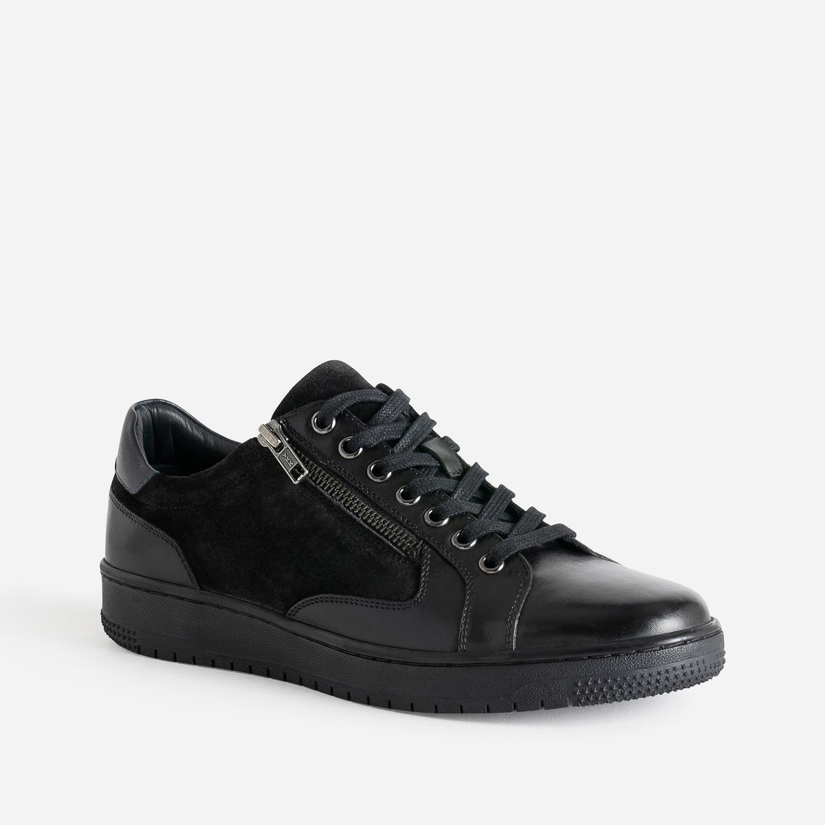Tennis noir en cuir bi-matière - 2