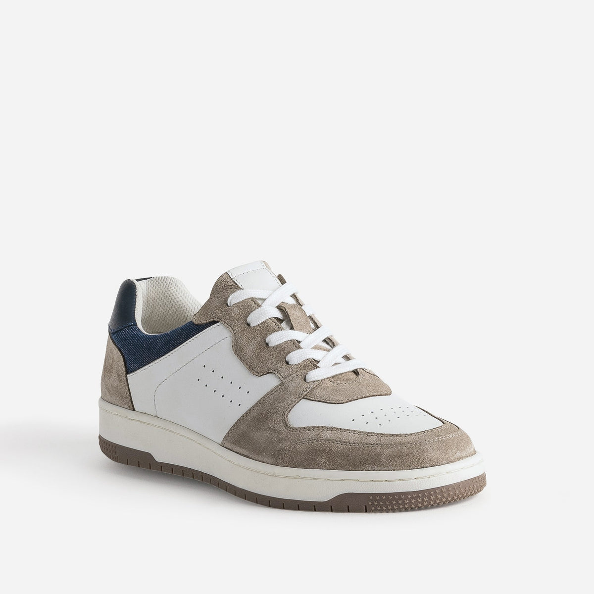 Tennis blanche, beige et marine en cuir - 2