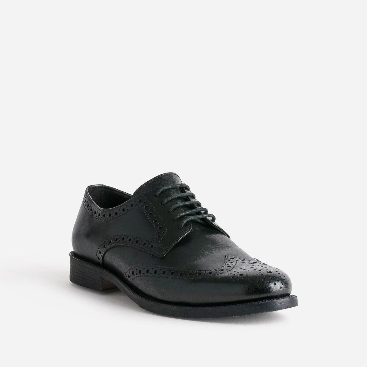 Derby noir en cuir détails perforations - 2