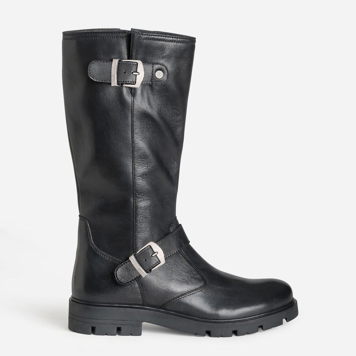 Botte BUGGY noire cuir esprit motard - 1