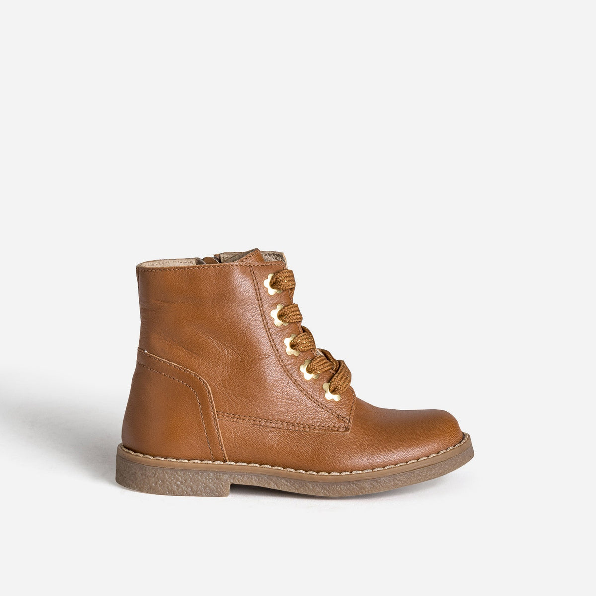 Bottine BUGGY camel cuir œillets-fleurs - 1