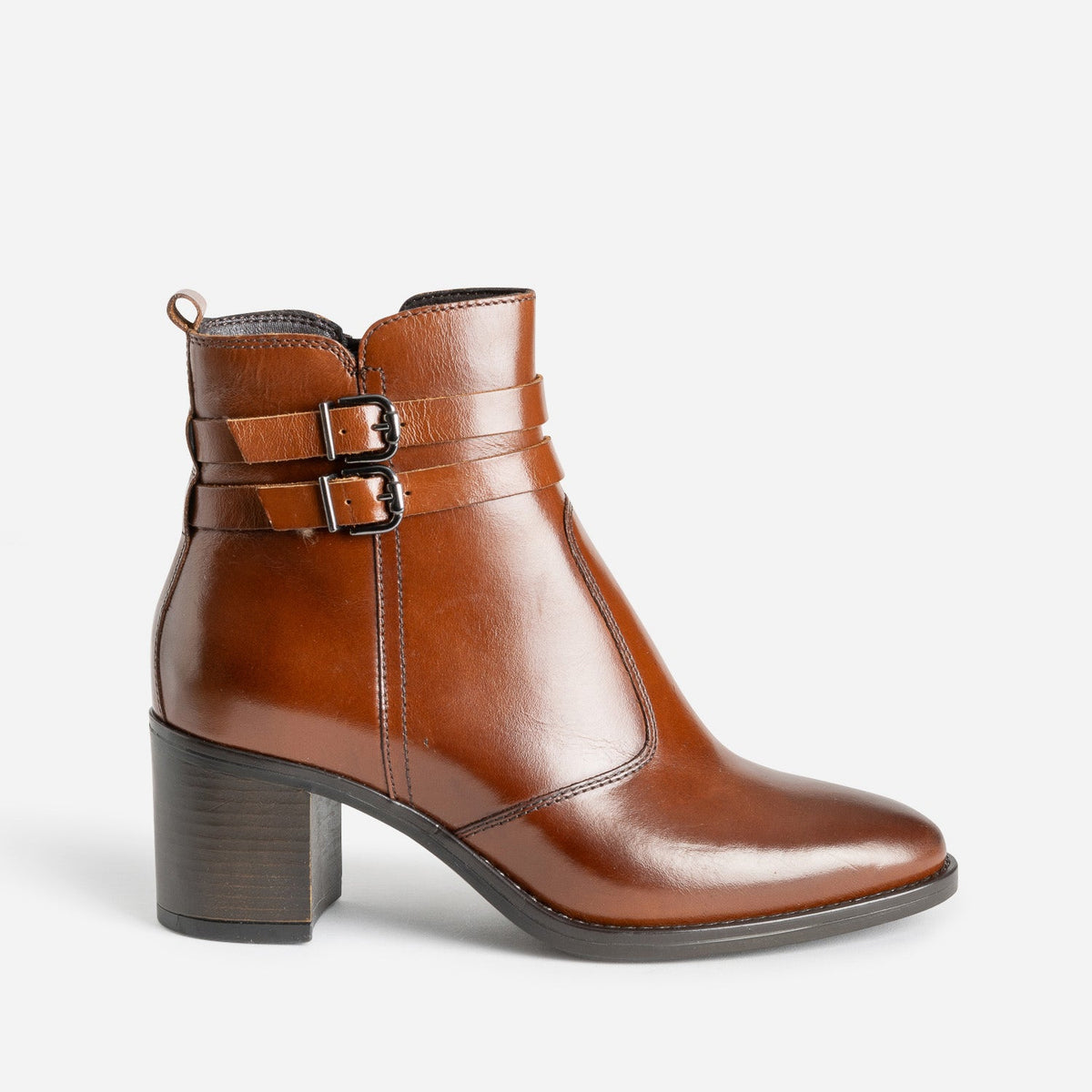 Boots à talon noir en cuir avec double bride - 3