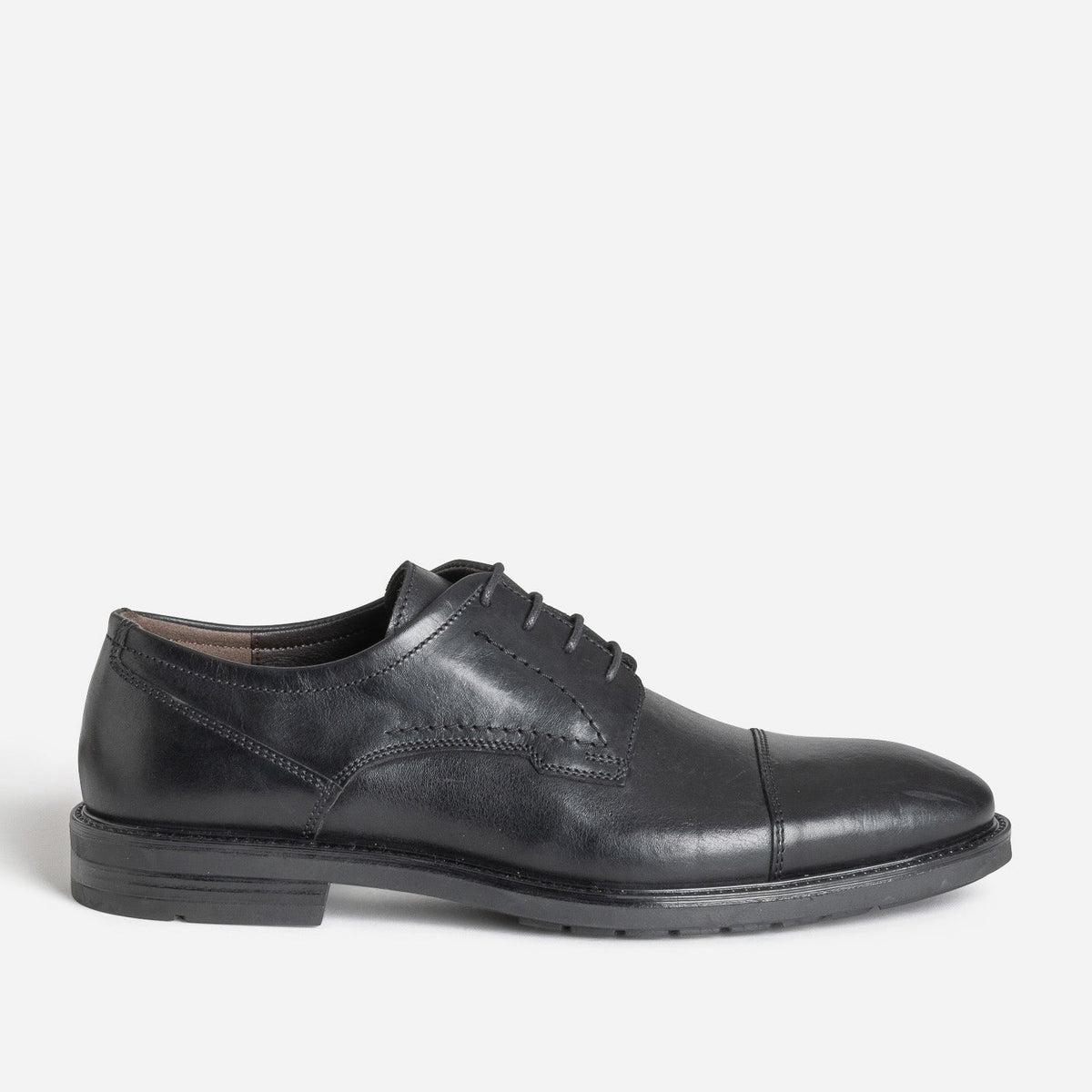 Derby noir cuir bout droit - 1