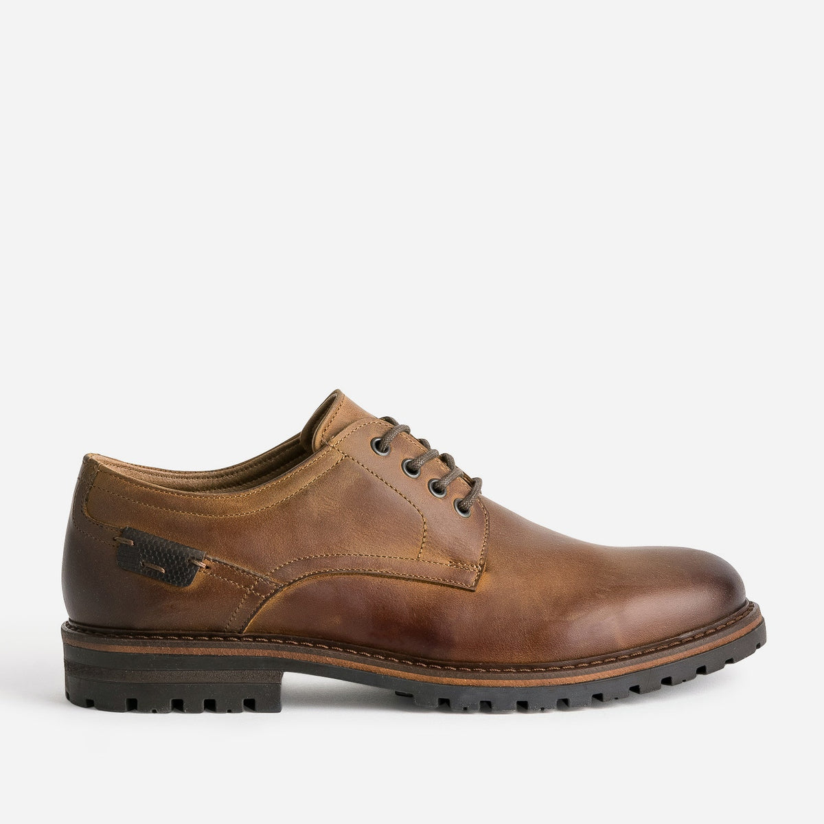 Derby marron cuir semelle crantée - 1