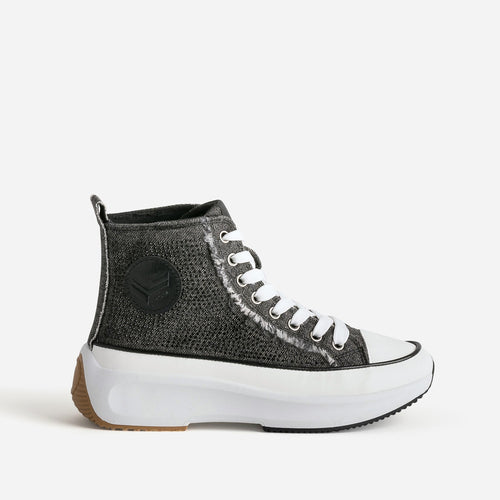 Basket KAPORAL grise denim strassé à plateforme - 1