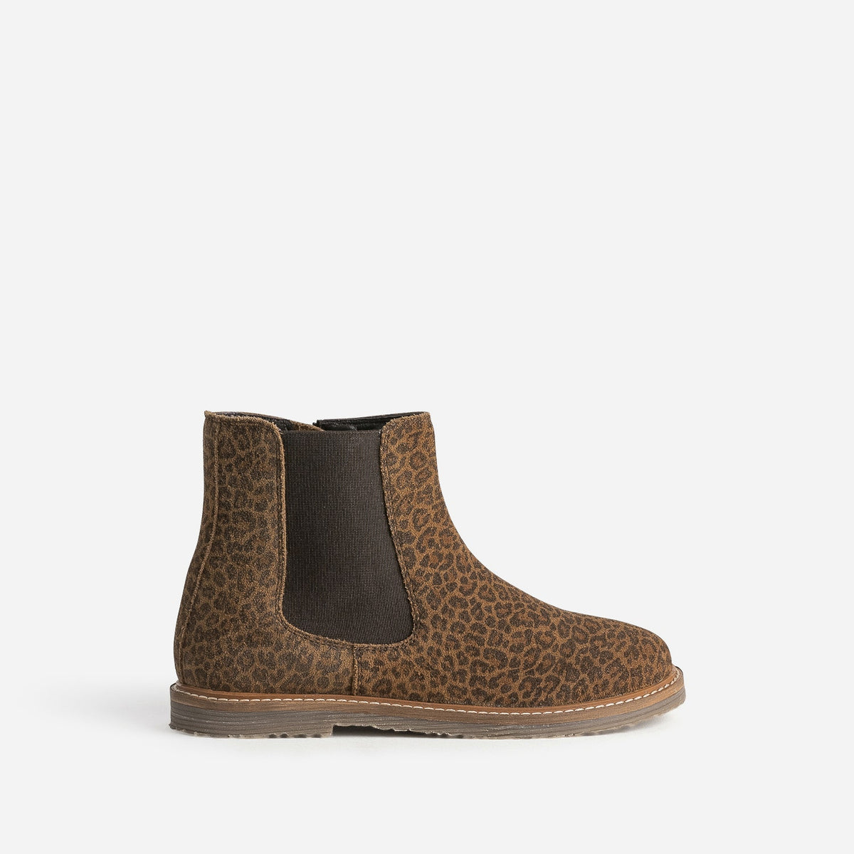 Boots BUGGY marron cuir velours léopard - 1