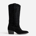 Botte TEXTO noire cuir velours western - 1