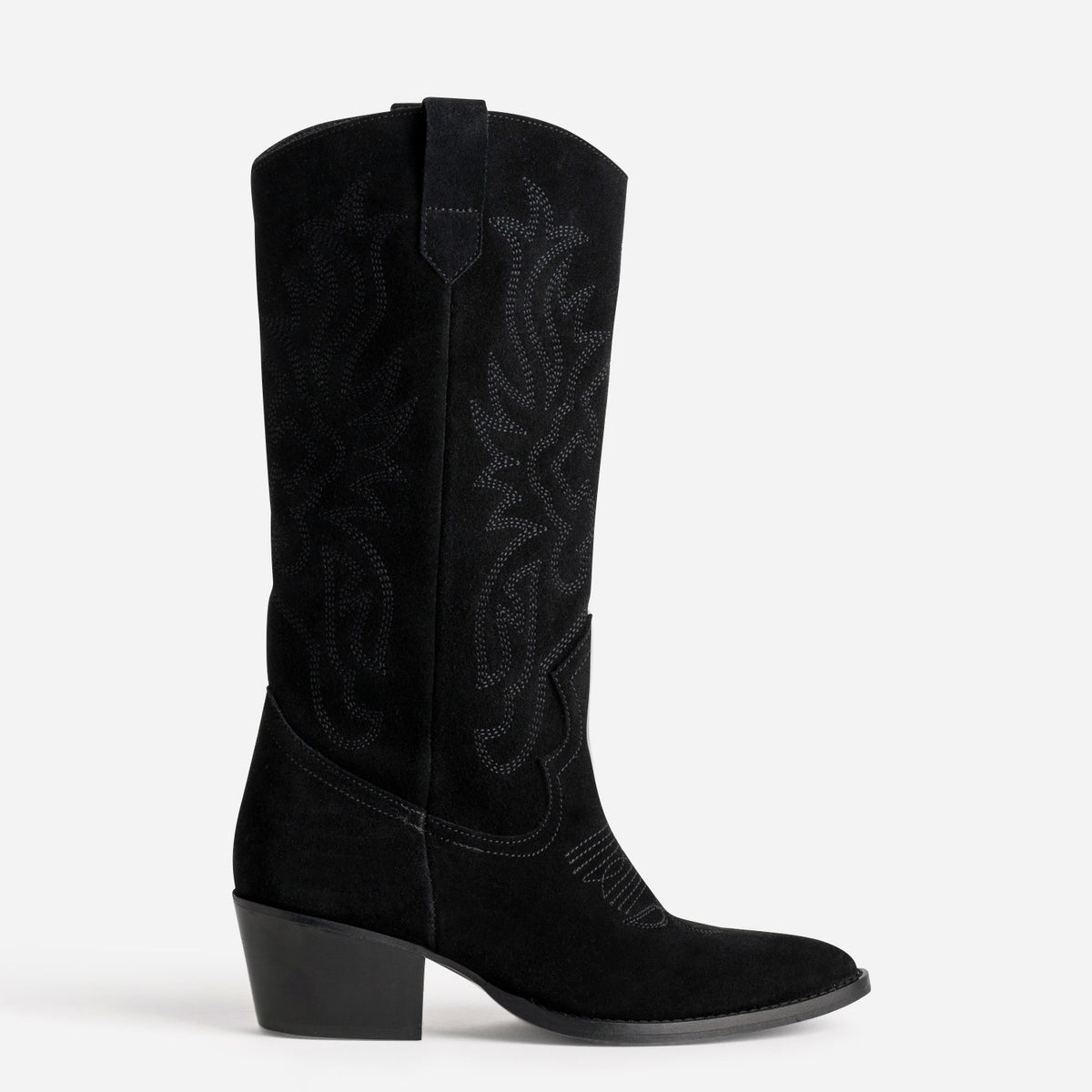 Botte TEXTO noire cuir velours western - 1