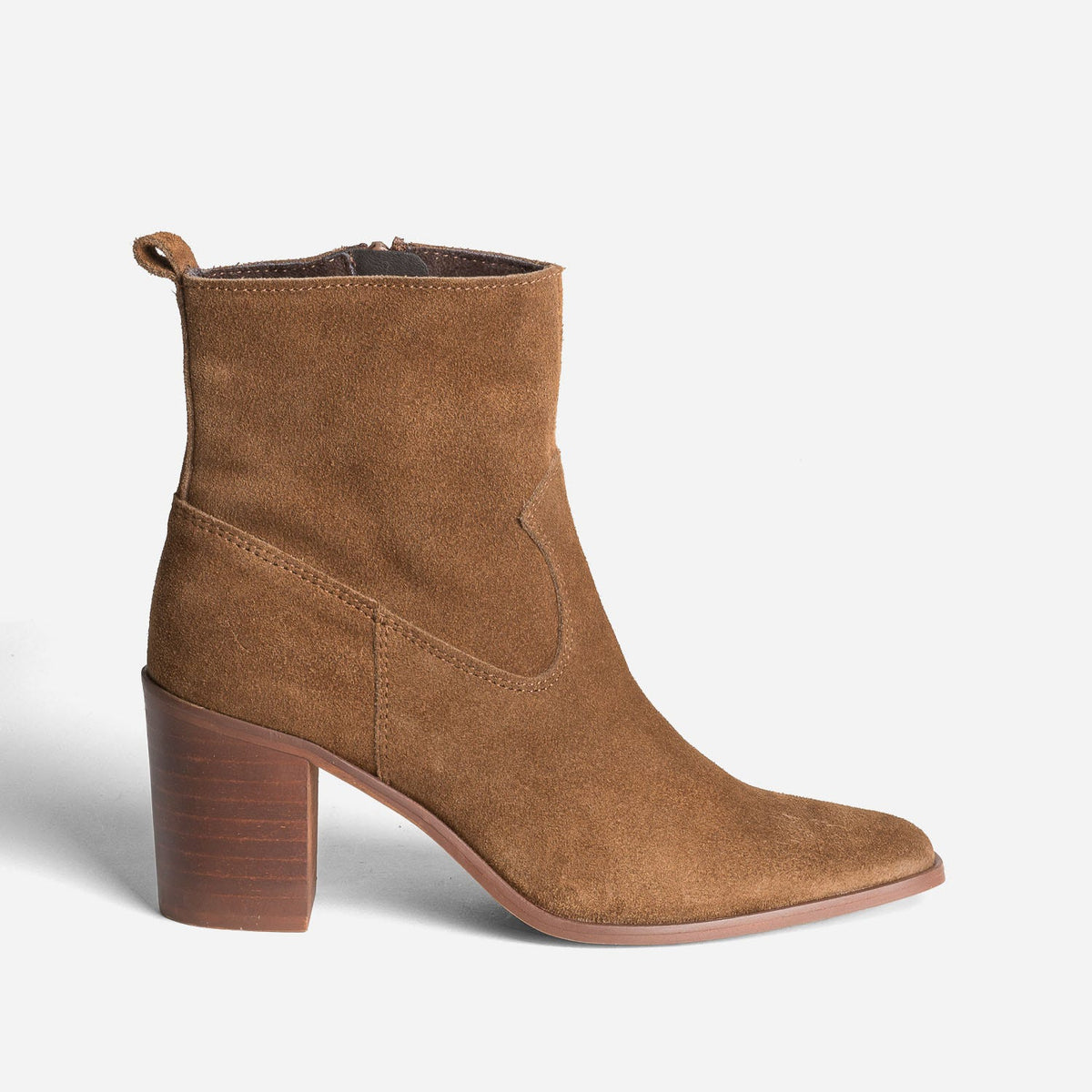Boots à talon taupe cuir velours - 1