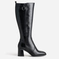 Botte noire en cuir décor anneau - 1