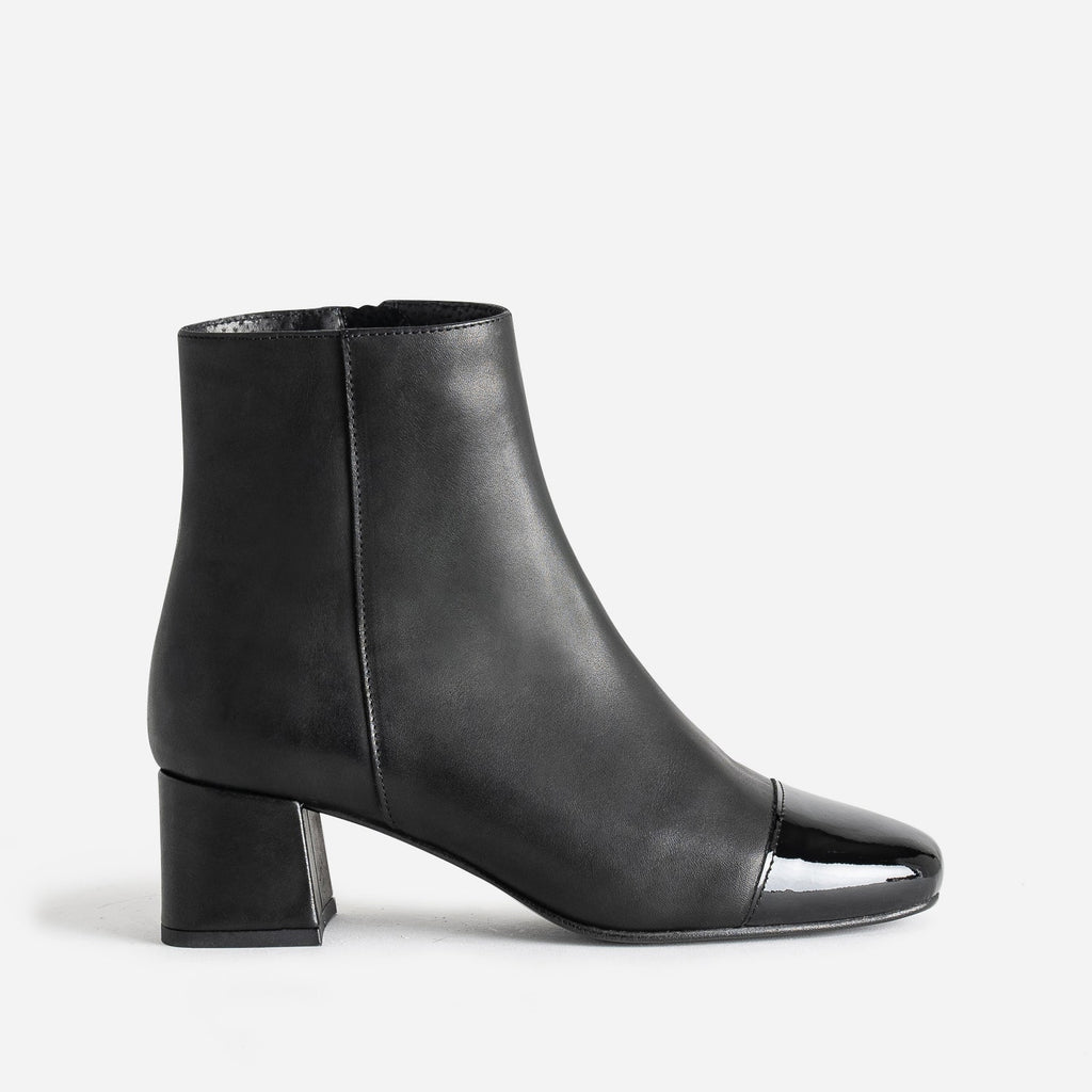 Boots noir cuir bout verni - 1