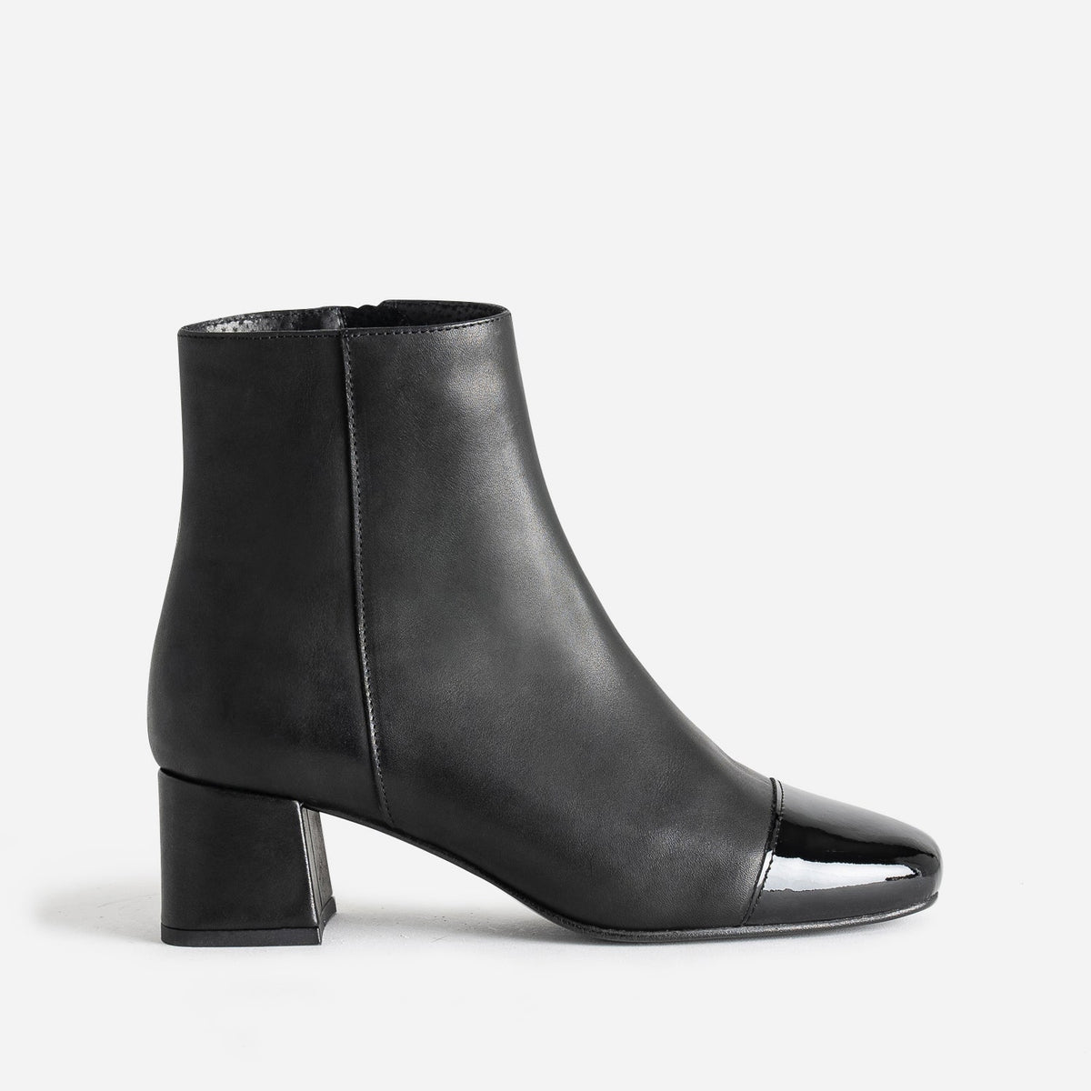 Boots noir cuir bout verni - 1