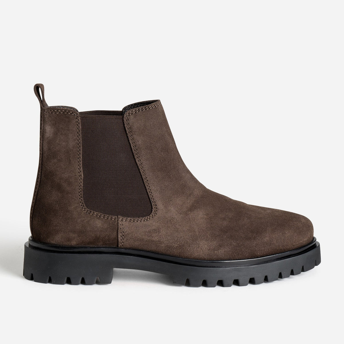 Chelsea boots marron cuir velours semelle crantée - 1