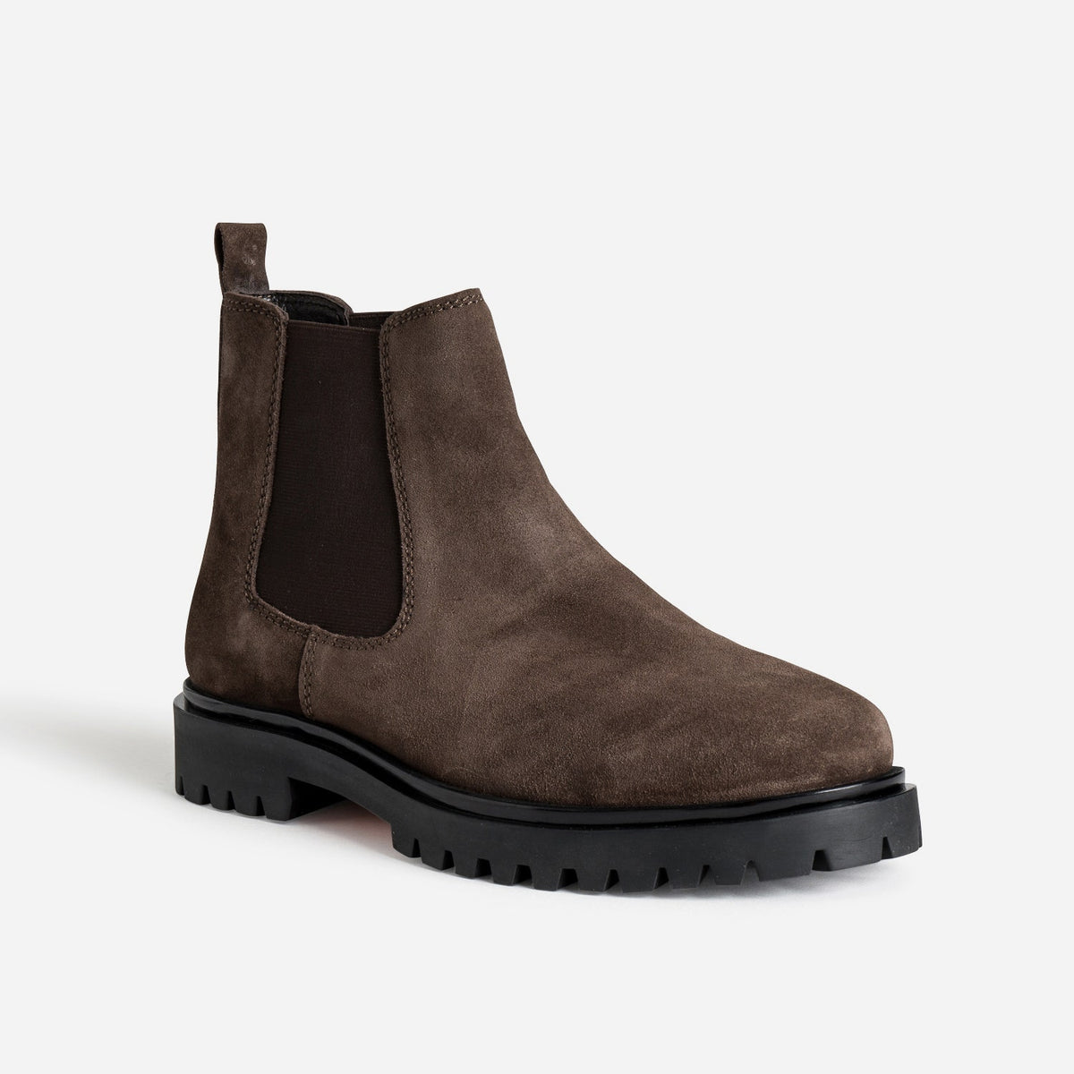 Chelsea boots marron cuir velours semelle crantée - 2