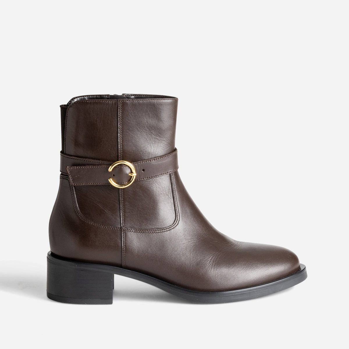 Boots marron cuir avec boucle - 1
