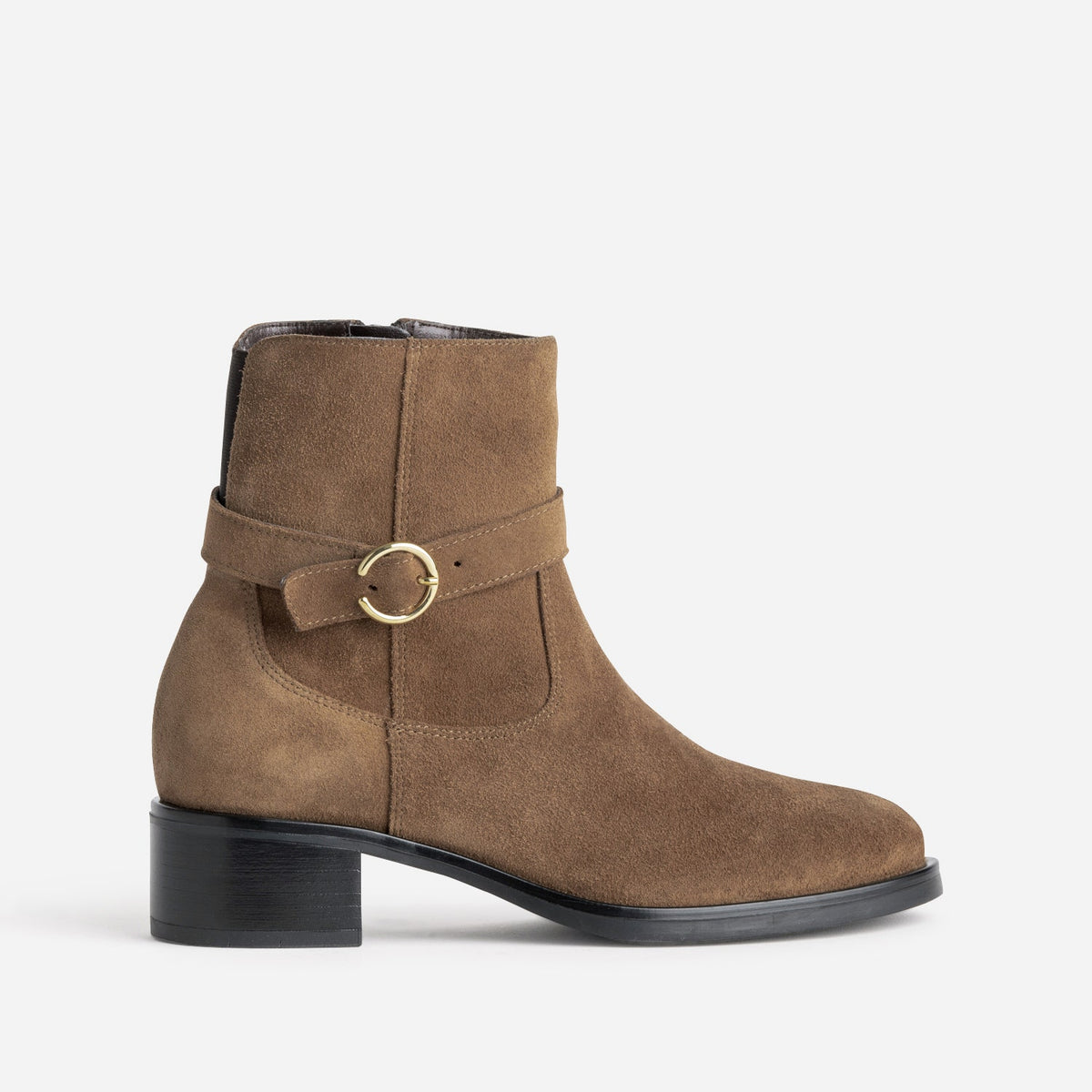 Boots marron cuir avec boucle - 3