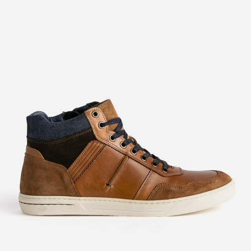 Basket cognac cuir à découpes - 1