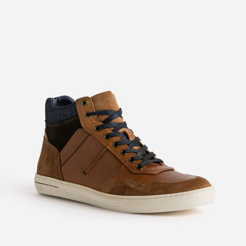 Basket cognac cuir à découpes - 2