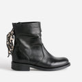 Boots noir cuir décor foulard - 1