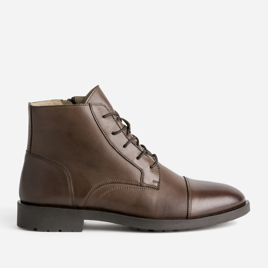 Boots à lacet marron cuir - 1