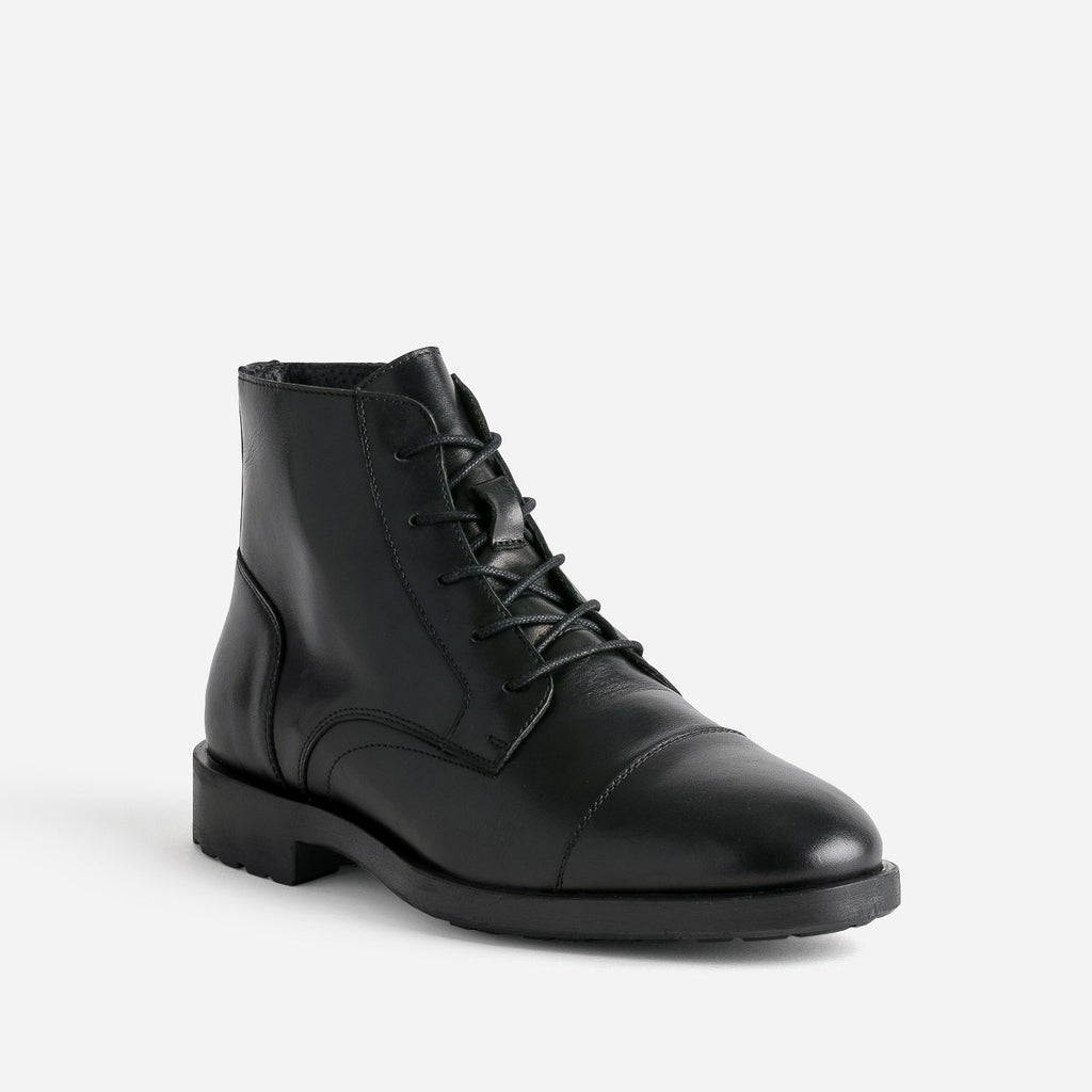 Boots à lacet marron cuir - 4