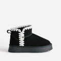 Boots noir cuir velours fourré semelle plateforme - 1