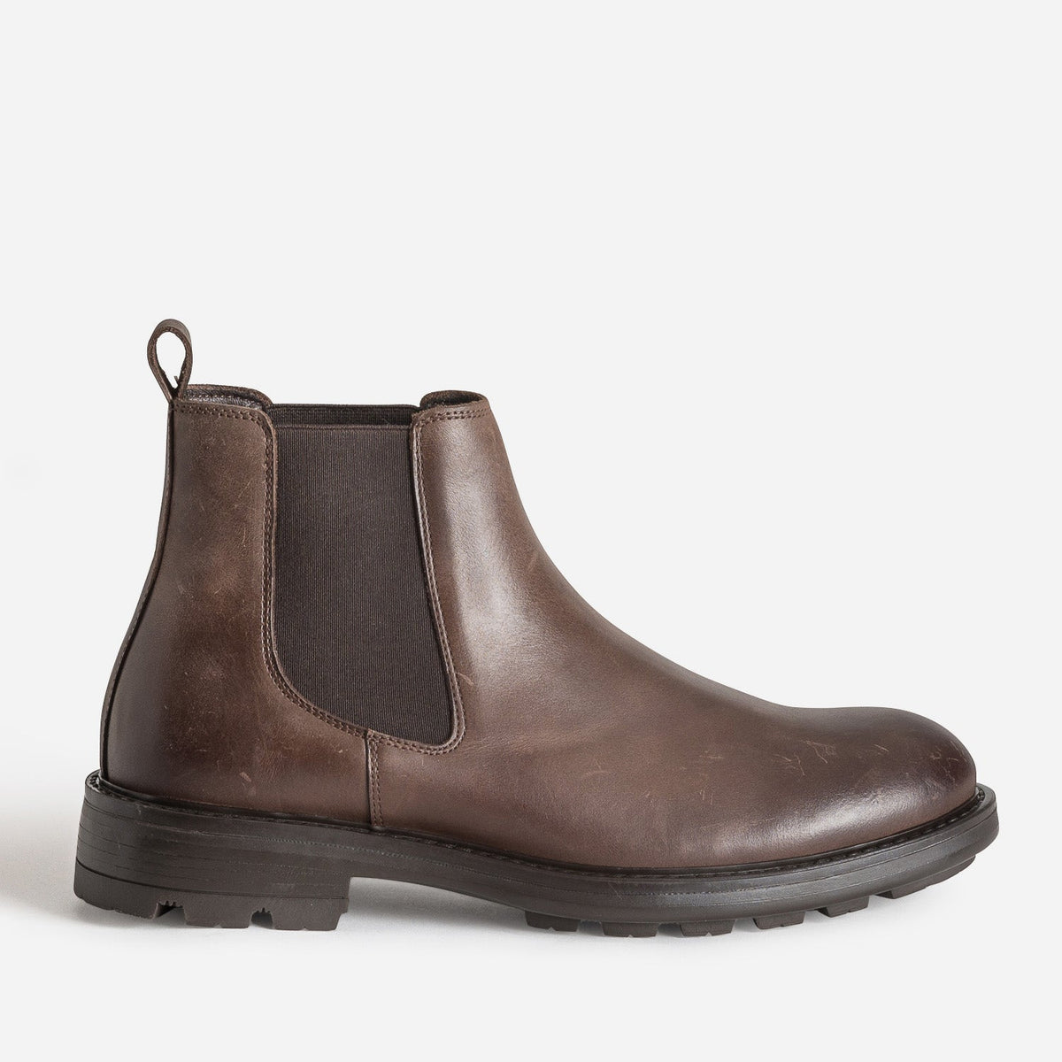 Chelsea boots marron en cuir brossé - 1