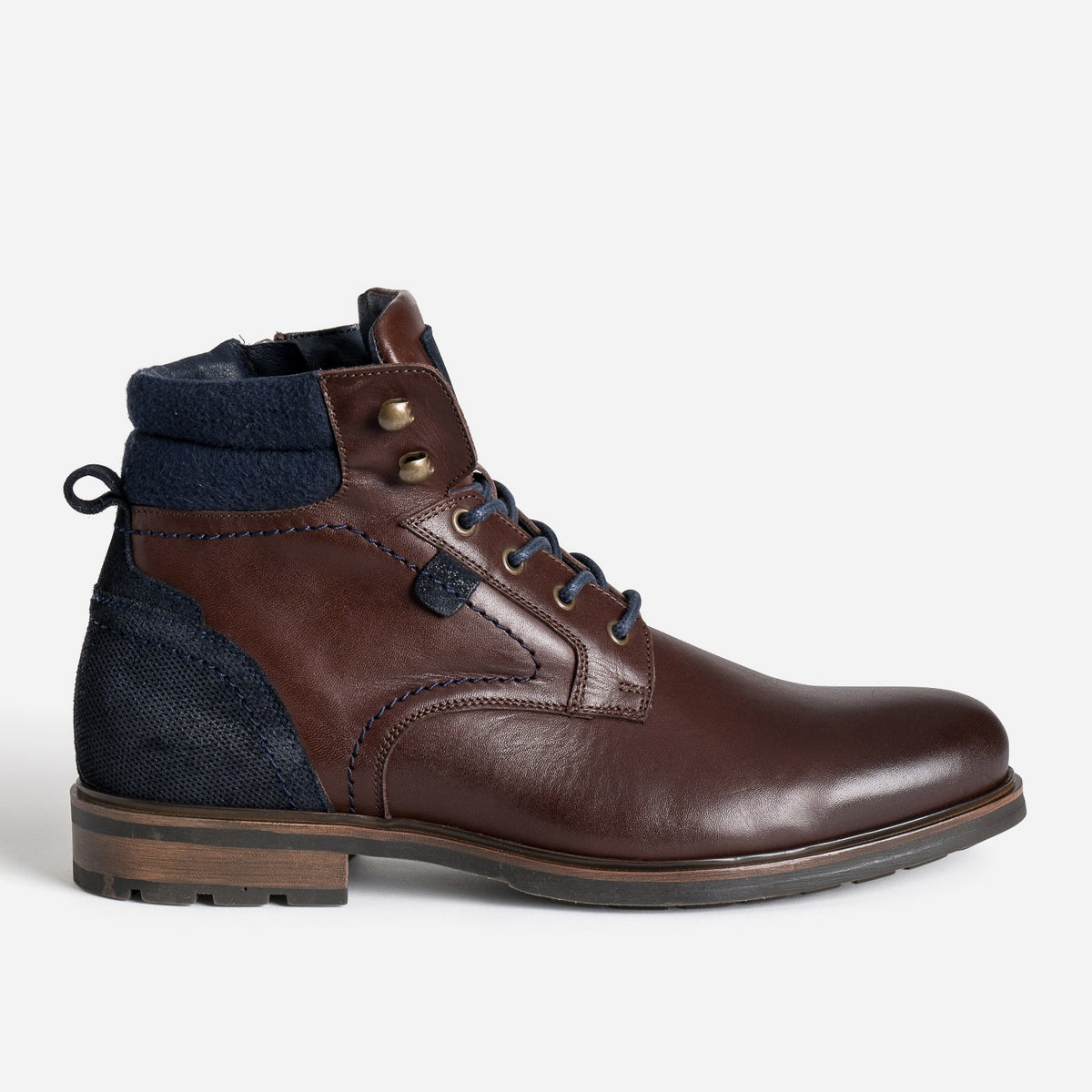 Boots à lacet marron foncé cuir - 1