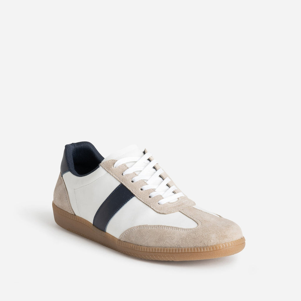 Tennis blanche cuir détails beige et marine - 2