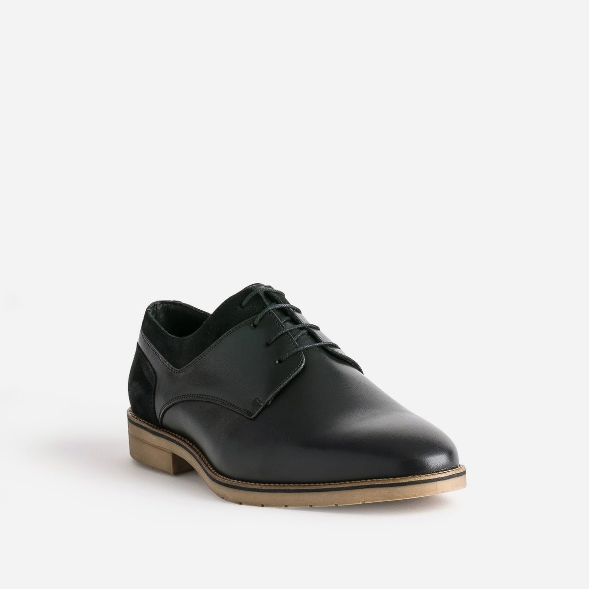 Derby noir cuir détails cuir velours - 2