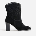 Boots western à talon noir cuir velours - 1