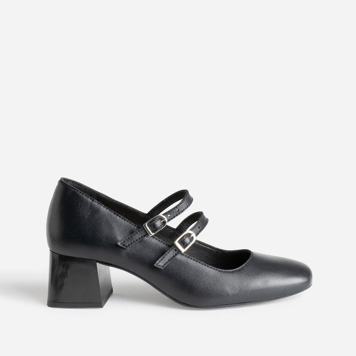 Babies noir cuir à fines brides - 1